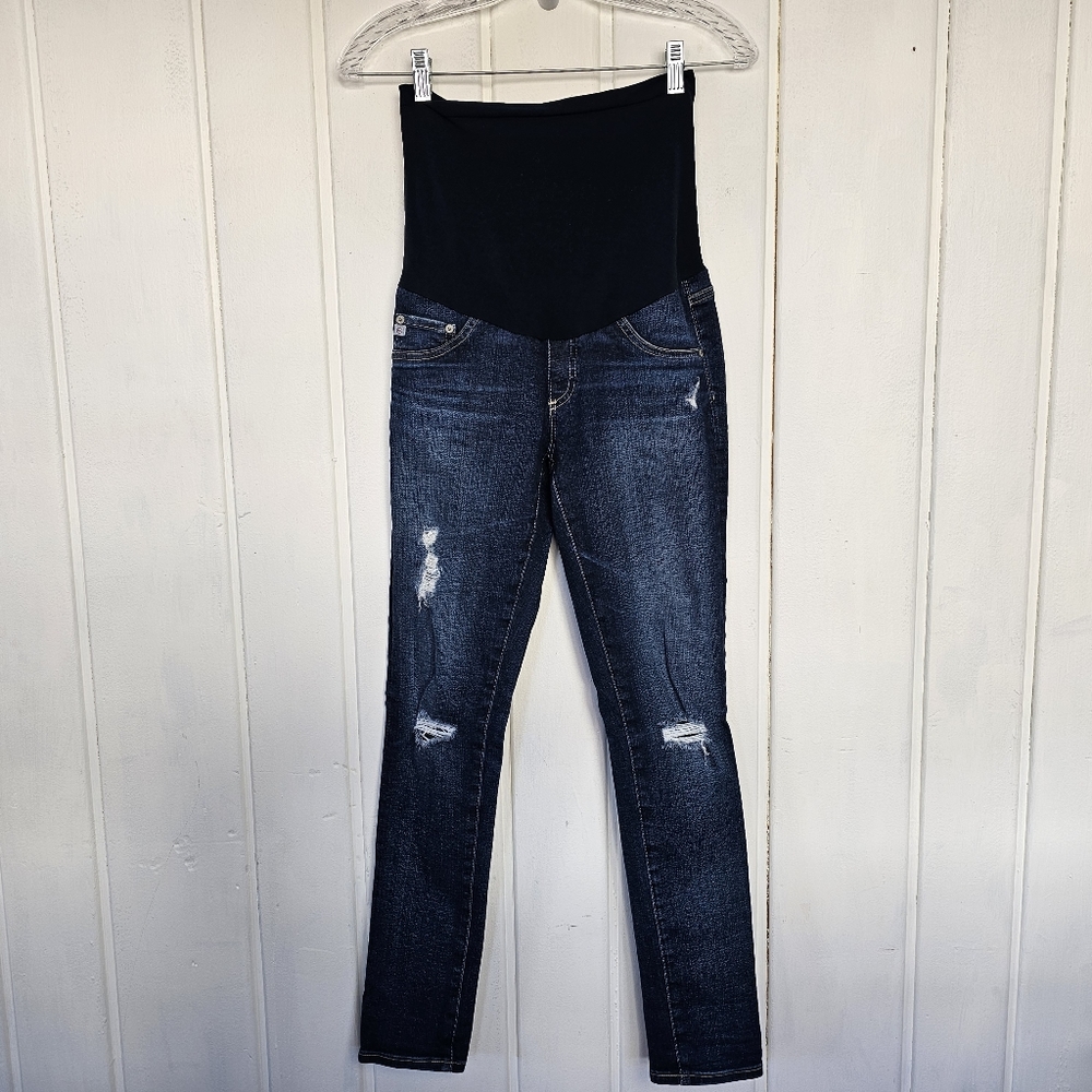 AG Adriano Goldschmied Maternity Distressed Torn Slim Blue Jeans sz Women's 26R